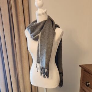 Saks Fifth Avenue Gray Cashmere Fringe Scarf